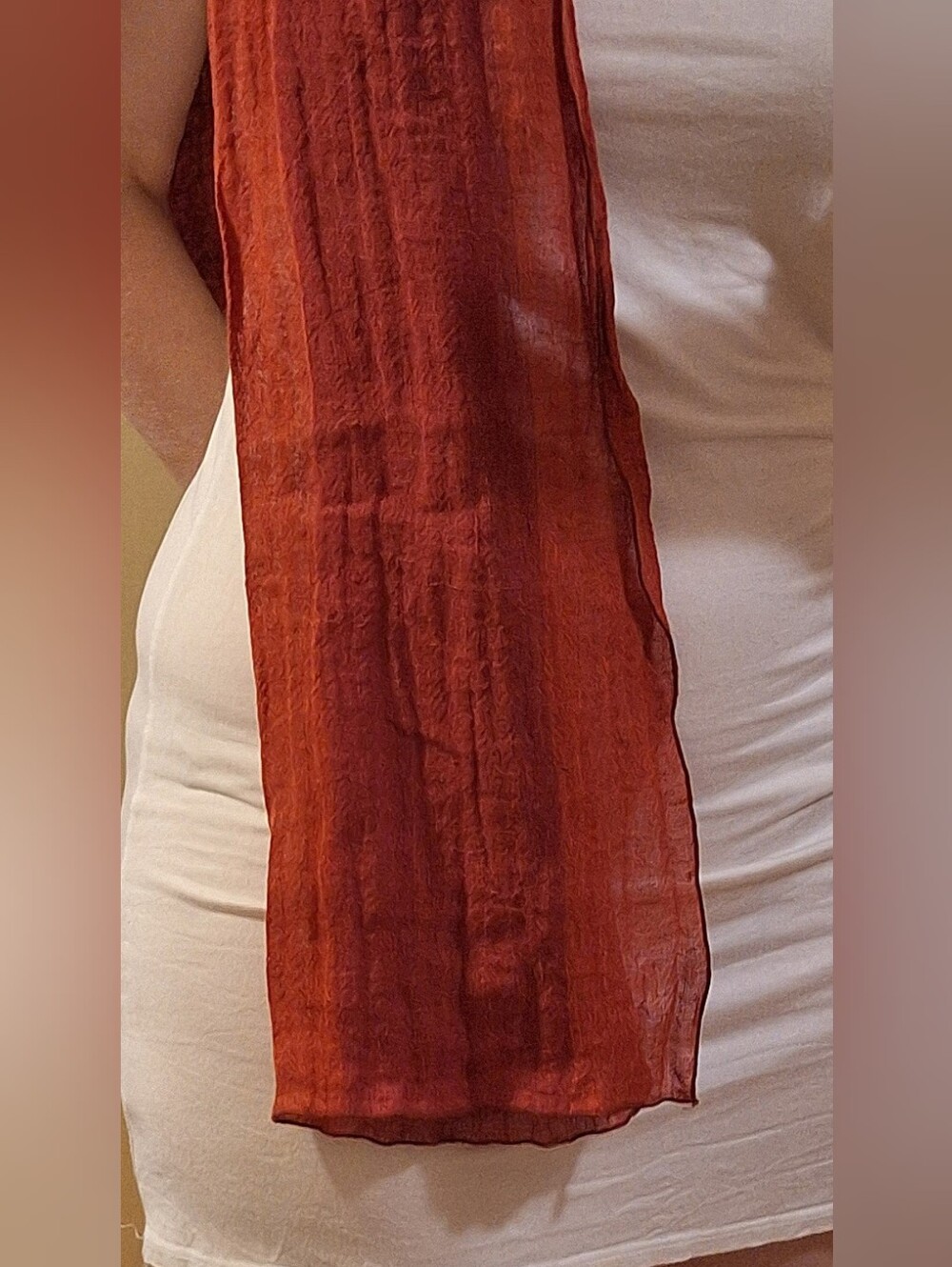 Red & Rust Linen Scarf - Picture 7 of 12